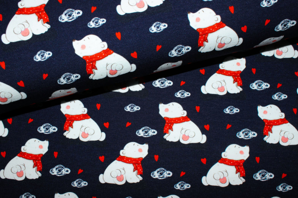 French Terry Eisbär Ole dunkelblau (10 cm)