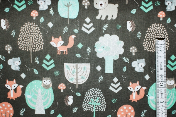 Designerbaumwolle Little Forest braun (10 cm)