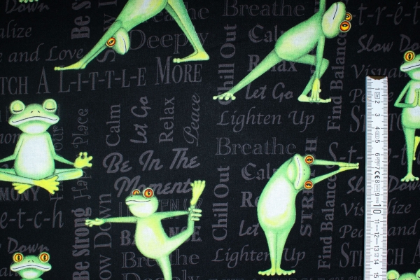 Designer-Baumwollstoff Back in 5 Minutes Yoga Frosch (10 cm)
