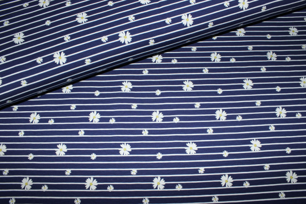 Jersey "Gänseblümchen" dunkelblau/weiß (10 cm)