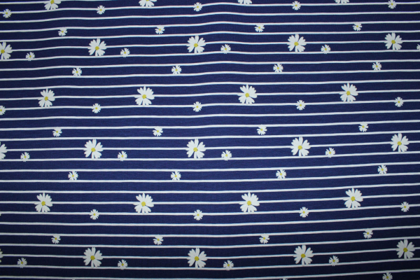 Jersey "Gänseblümchen" dunkelblau/weiß (10 cm)