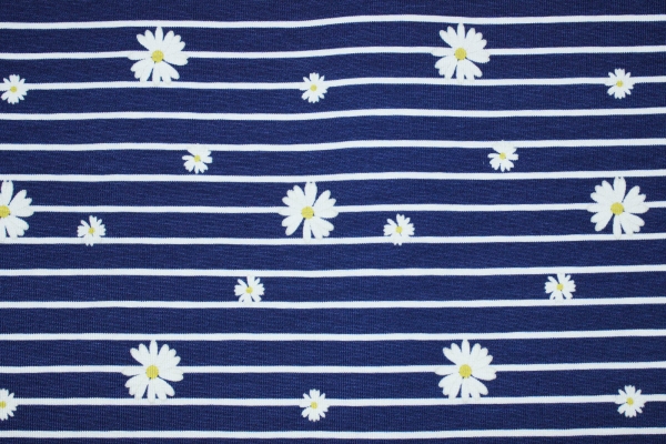 Jersey "Gänseblümchen" dunkelblau/weiß (10 cm)