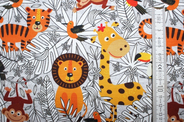 Jersey "Dschungel" graumeliert (10 cm)