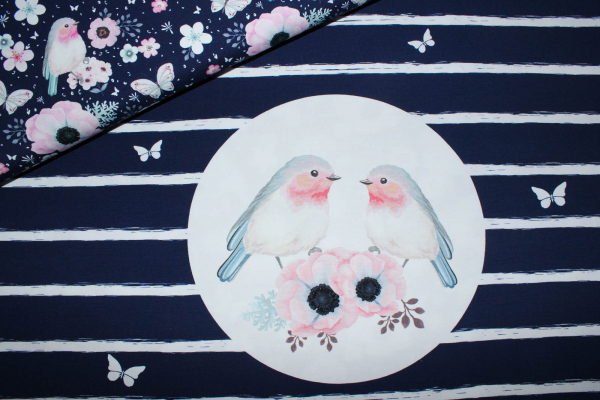 Jersey Rotkehlchen dunkelblau/rosa Rapport (74 cm)