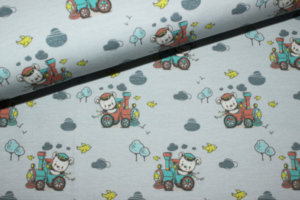 Jersey Bär als Lokomotivführer graublau (10 cm)