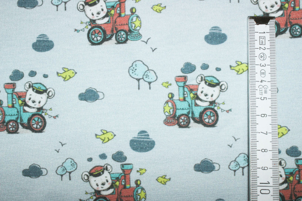 Jersey Bär als Lokomotivführer graublau (10 cm)