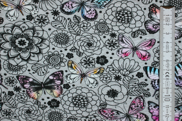 Jersey Papillon coloré graumeliert (10 cm)