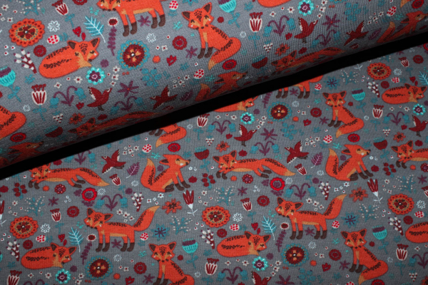 French Terry angerauht Füchse grau (10 cm)