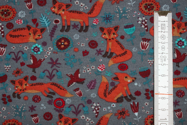 French Terry angerauht Füchse grau (10 cm)