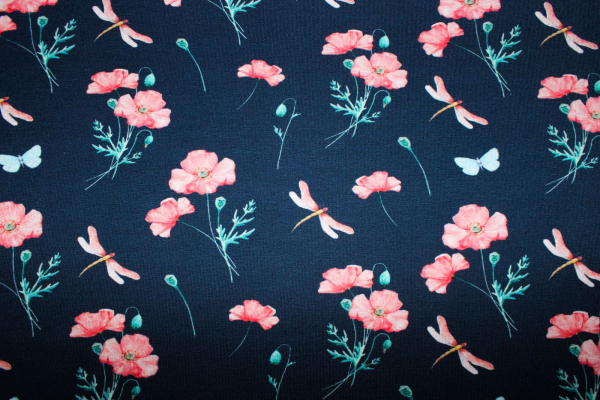 Jersey Mohnblumen nachtblau (10 cm)