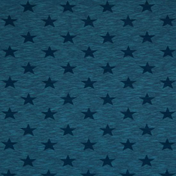 Jersey meliert Sterne türkis/petrol (10 cm)