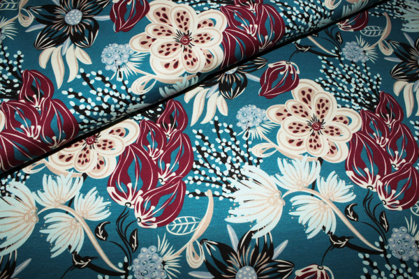 Jersey Blumenreigen petrol (10 cm)