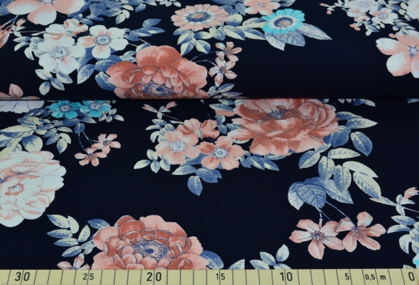Jersey Blumenbouquet groß nachtblau (10 cm)