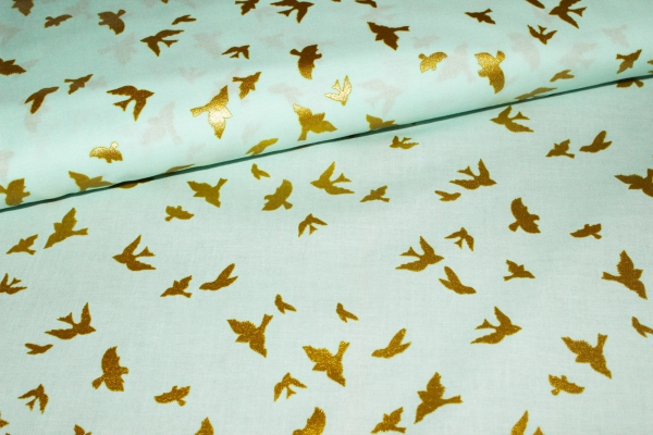 Designer-Baumwollstoff Flight mint (10 cm)