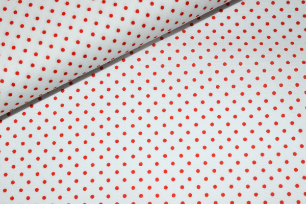 Baumwolle Tupfen weiß/ kräftiges orange (10 cm)