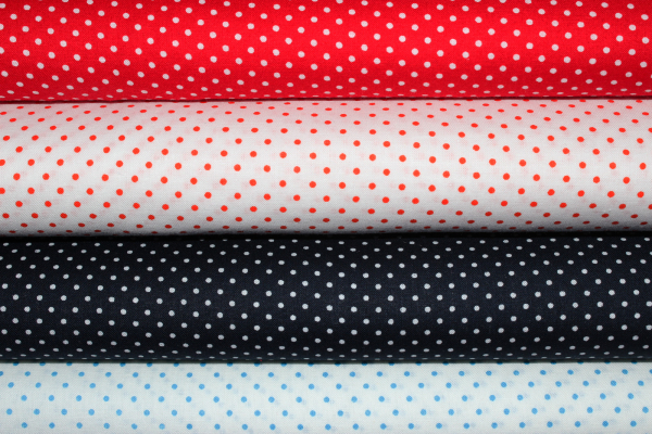 Baumwolle Tupfen weiß/ kräftiges orange (10 cm)