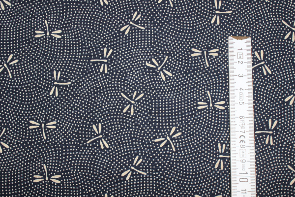 japanische Designerbaumwolle Libellen Punkte (10 cm)