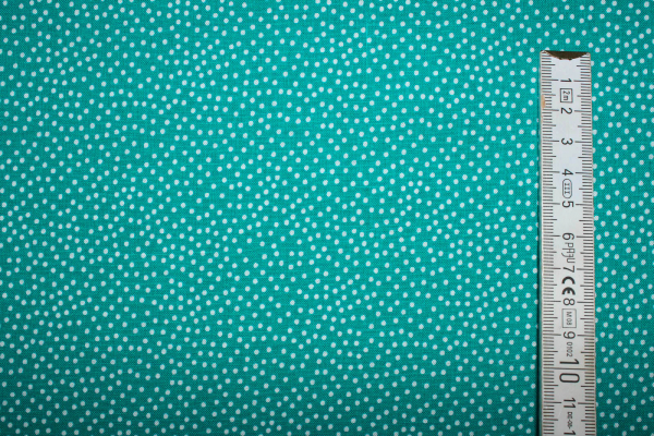 Designerbaumwolle Garden Pindot grünpetrol/weiß (10 cm)