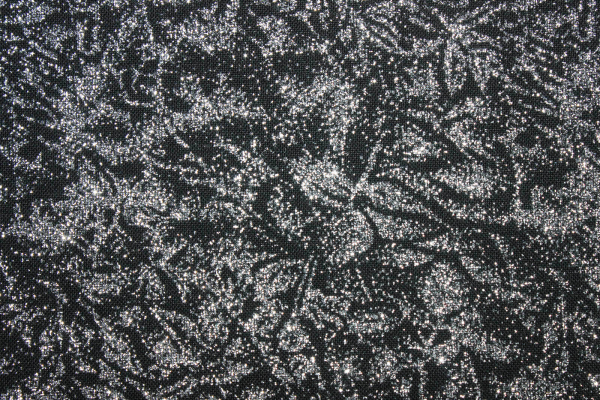 Designerbaumwollstoff Fairy Frost silbermetallic/ schwarz (10 cm)