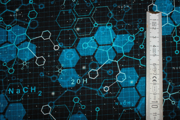 Designerbaumwollstoff "Science Fair" Chemie  (10 cm)