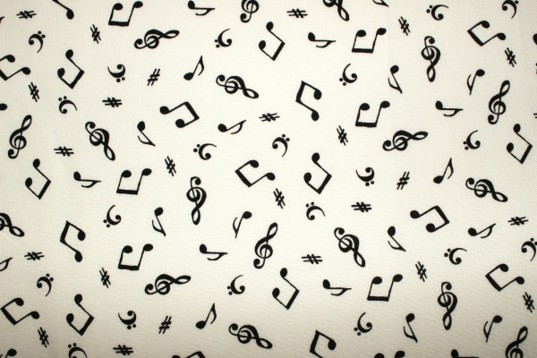 Designerbaumwolle Noten naturweiß/schwarz (10 cm)