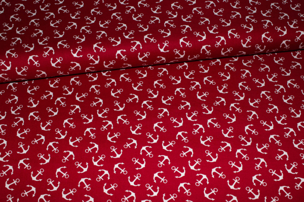 Baumwollstoff Anker dunkleres rot (10 cm)