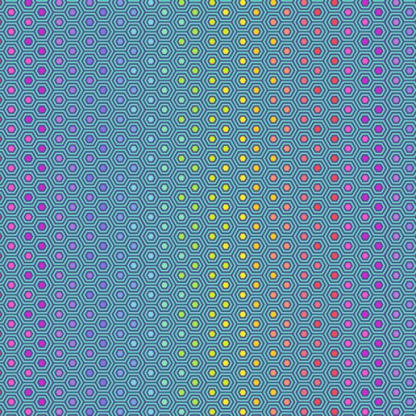 Designerbaumwolle Tula Pink Hexy rainbow peacock (10 cm)