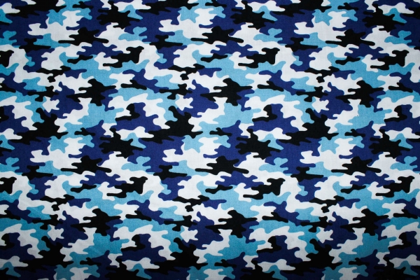 Baumwollstoff Camouflage blau/weiß/schwarz (10 cm)