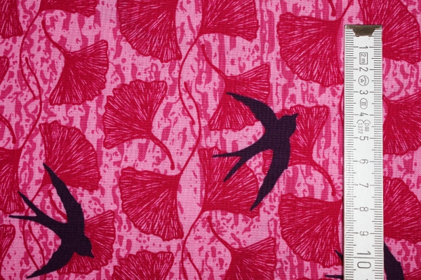 Designer-Baumwollstoff Norma Rose - Songbirds rosa (10 cm)