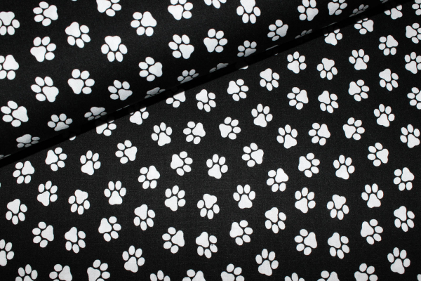 Baumwolle Pfötchen schwarz (10 cm)