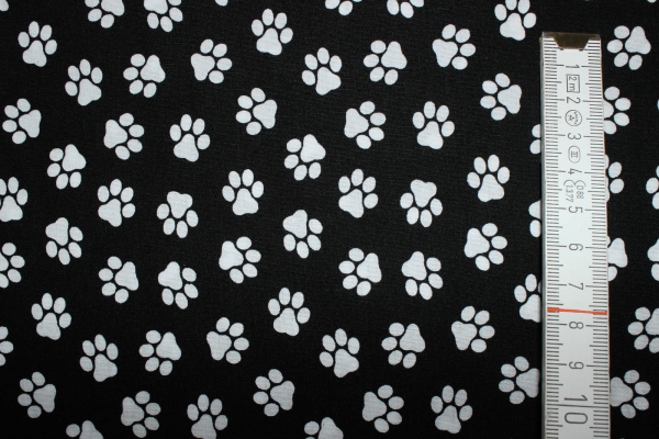 Baumwolle Pfötchen schwarz (10 cm)