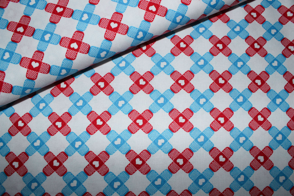 Designer-Baumwollstoff Pflastermuster weiß (10 cm)