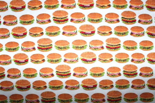 Designerbaumwolle Burger weiß (10 cm)