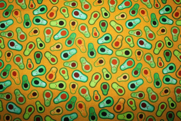 Designerbaumwolle Avocadoparty  (10 cm)