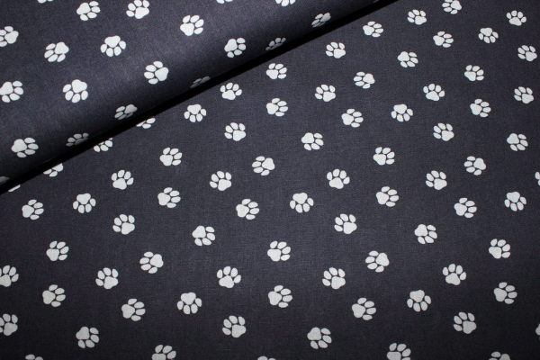 Baumwolle Pfötchen dunkelgrau (10 cm)