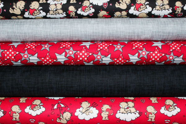 Baumwollstoff Engel & Teufel schwarz (10 cm)