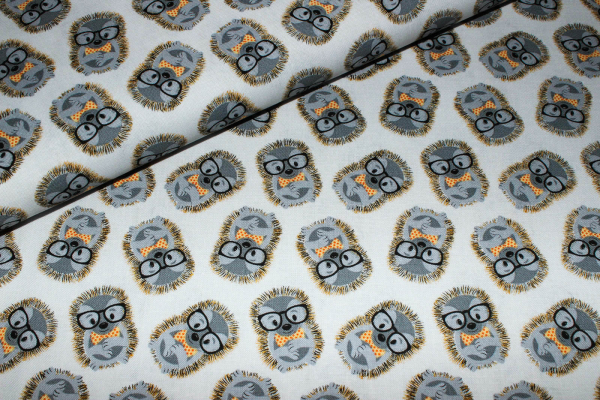 Designerbaumwolle Igel hellgrau (10 cm)