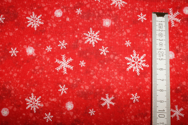 Designer-Baumwollstoff Snow Storm Red (10 cm)