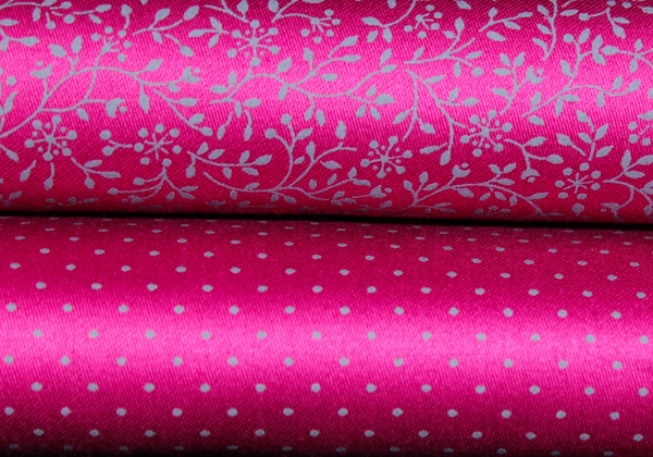 Baumwollstoff Blätterranken pink/grau (10 cm)