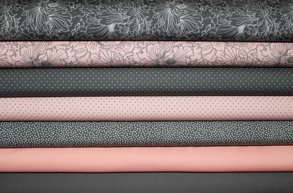 Baumwolle Emilie Flowers dunkelgrau (10 cm)