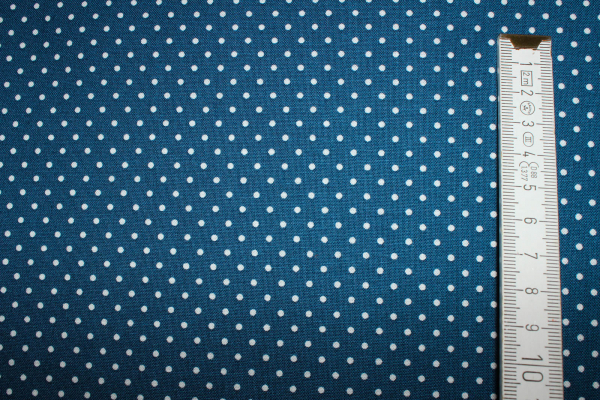 Baumwollstoff Punkte jeansblau/weiß (10 cm)