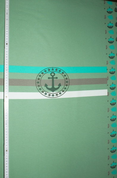 Jersey-Panel "Maritimes Feeling" grün
