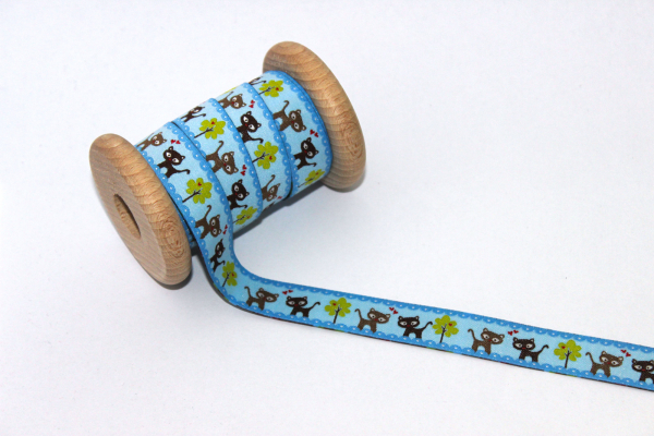 Webband Kätzchen blau (1 m)