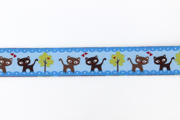 Webband Kätzchen blau (1 m)