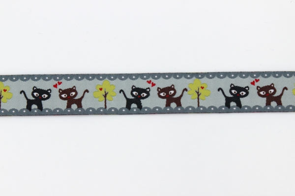 Webband Kätzchen grau (1 m)