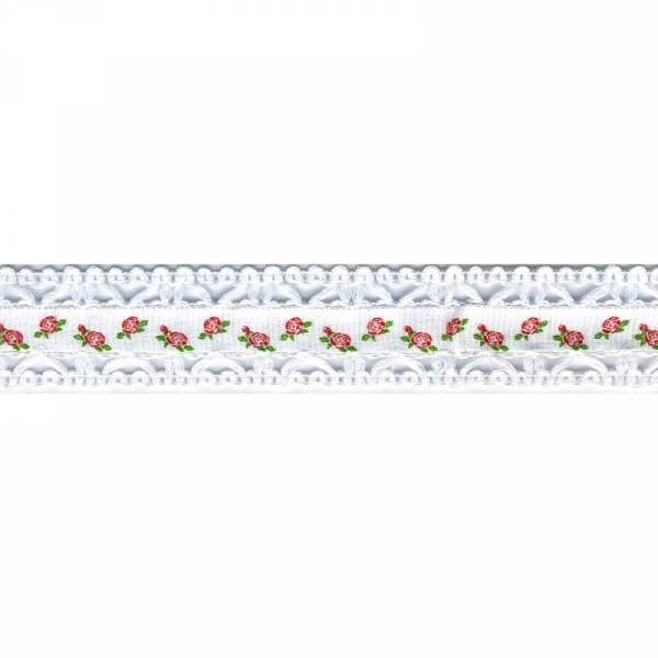 Spitze mit Blumenband weiß (1m)