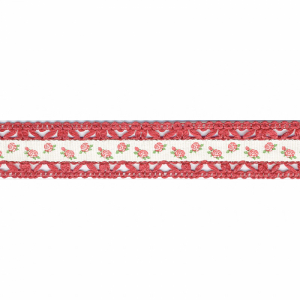 Spitze mit Blumenband rosenholz (1m)