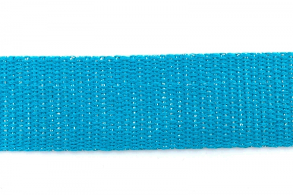 Gurtband Glitzer 30mm türkis/silber (1 m)