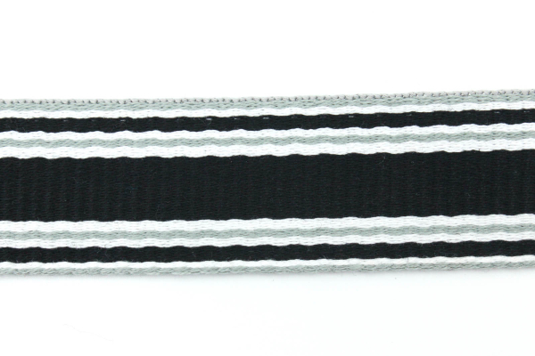Gurtband Streifen schwarz/weiß/grau 30 mm (1 m)