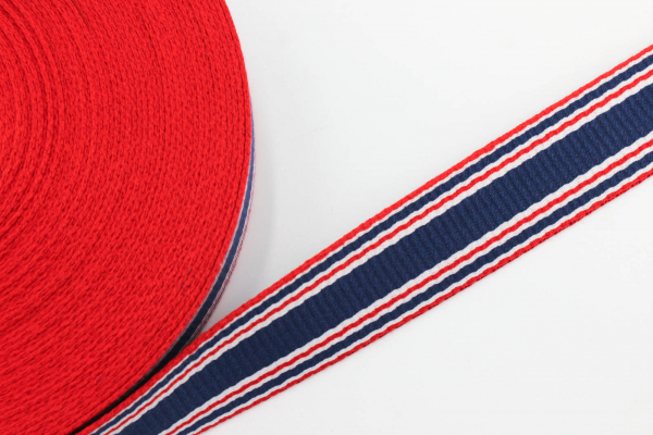 Gurtband Streifen blau/weiß/rot 30 mm (1 m)